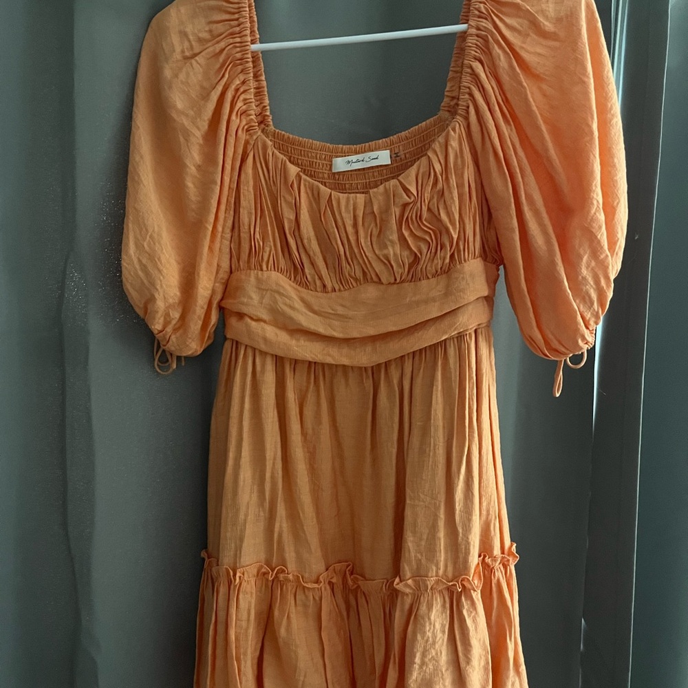 Mustard Seed Vibrant Orange Gathered Dress